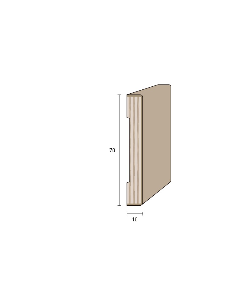 Coprifilo Porte 70x10 mm. (€/ML) Impiallacciato Smussato