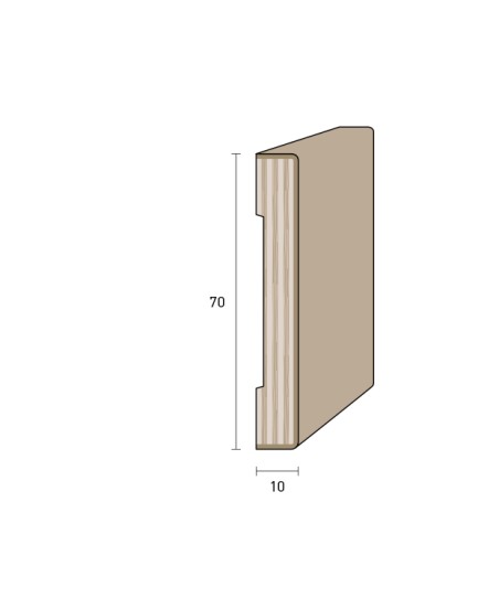 Coprifilo Porte 70x10 mm. (€/ML) Impiallacciato Smussato