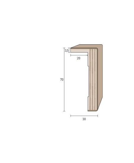Coprifilo Porte 70x30 mm. (€/ML) con aletta Impiallacciato Smussato