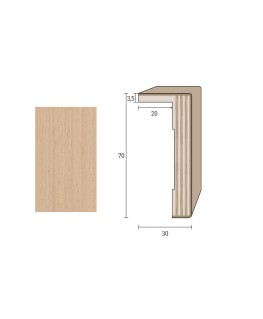 Coprifilo Porte 70x30 mm. (€/ML) con aletta Impiallacciato Smussato