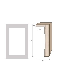 Coprifilo Porte 70x30 mm. (€/ML) con aletta Impiallacciato Smussato